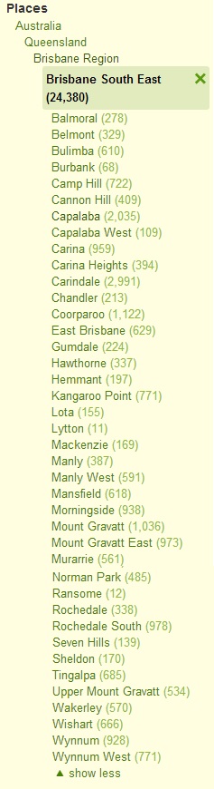 Gumtree South East Brisbane list of Suburbs